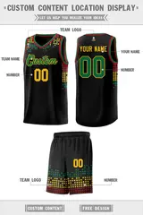 Black Square Grid Graffiti Pattern Basketball Jersey 2