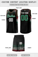 Black Square Grid Graffiti Pattern Basketball Jersey 2