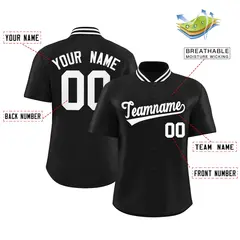 Black Stand Collar Classic Baseball Jersey 2