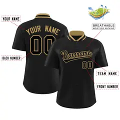Black Stand Collar Classic Baseball Jersey 2