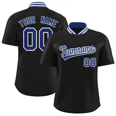Black Stand Collar Classic Baseball Jersey 1
