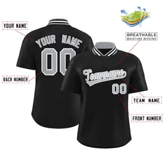 Black Stand Collar Classic Baseball Jersey 2