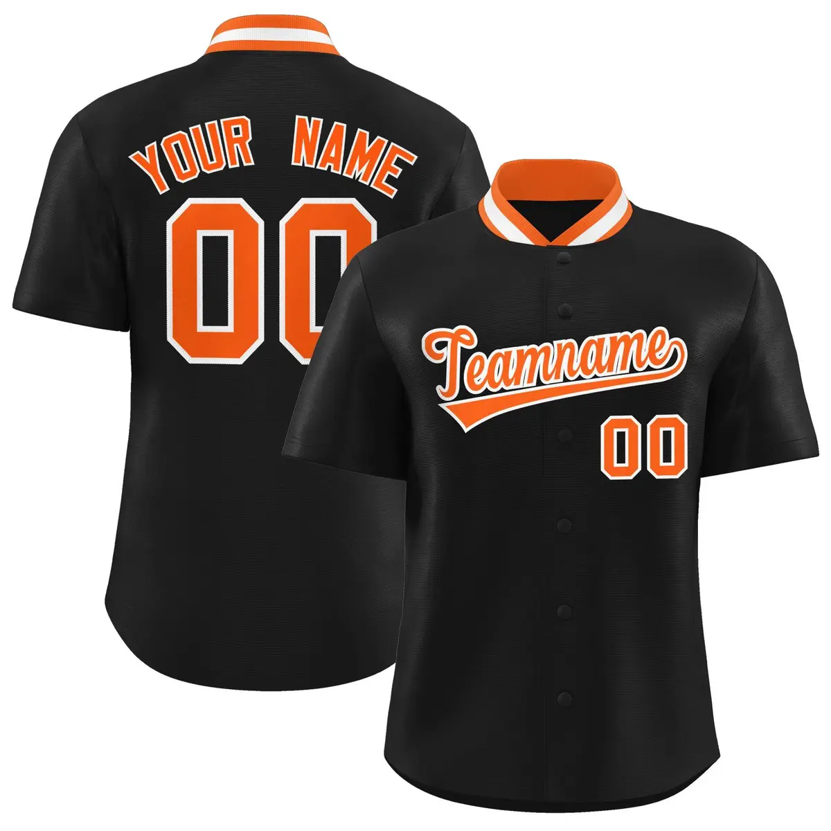 Black Stand Collar Classic Baseball Jersey