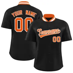 Black Stand Collar Classic Baseball Jersey 1