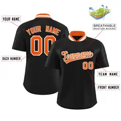 Black Stand Collar Classic Baseball Jersey 2