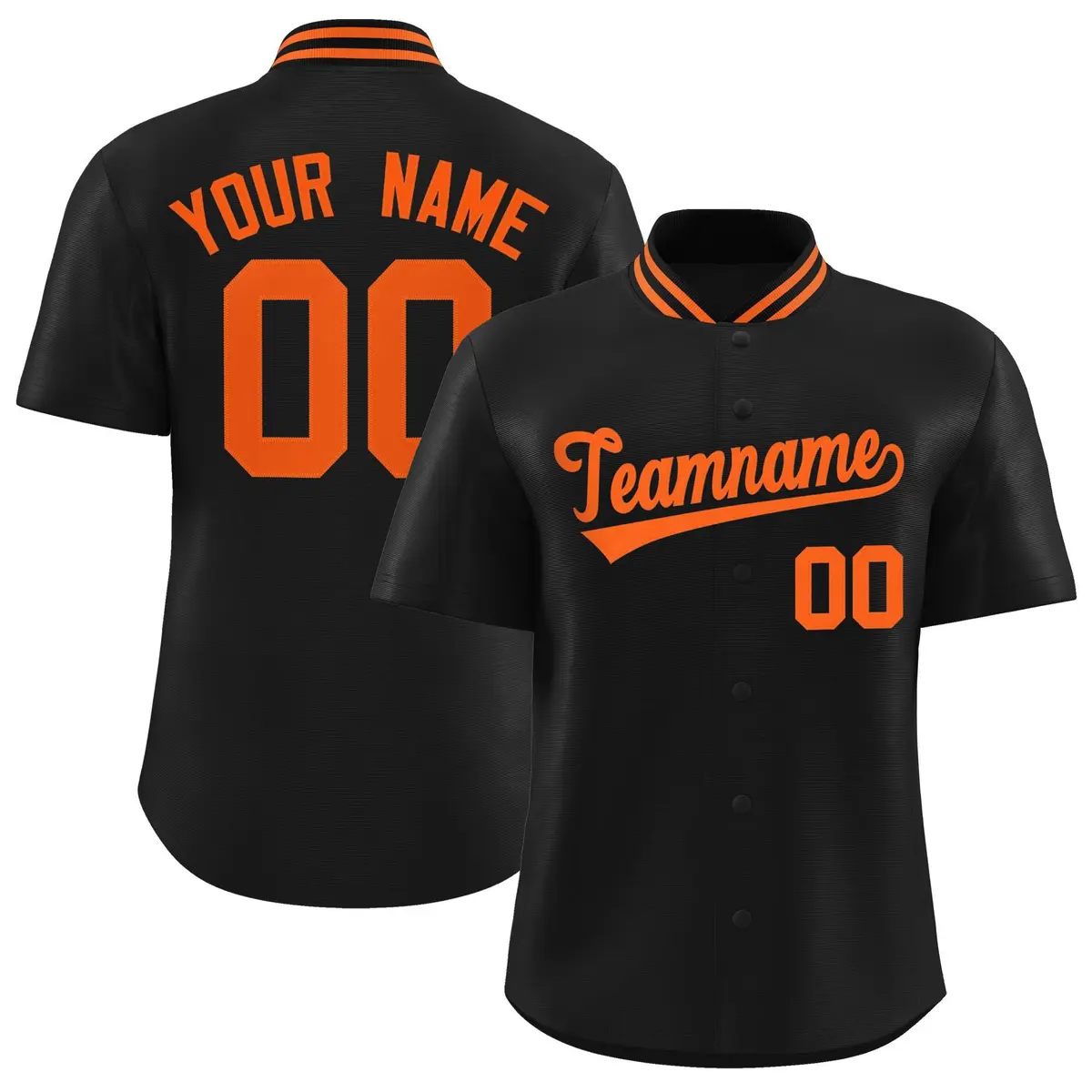 Black Stand Collar Classic Baseball Jersey