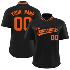 Black Stand Collar Classic Baseball Jersey 1