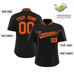 Black Stand Collar Classic Baseball Jersey 2