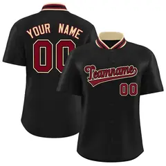 Black Stand Collar Classic Baseball Jersey 1