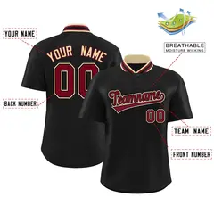 Black Stand Collar Classic Baseball Jersey 2
