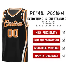 Black Star Pattern Color Block Shoulders Basketball Jersey 2