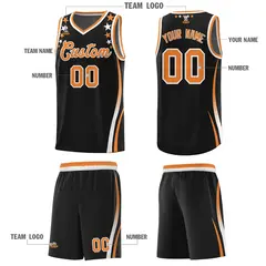 Black Star Pattern Color Block Shoulders Basketball Jersey 5