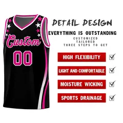 Black Star Pattern Color Block Shoulders Basketball Jersey 2