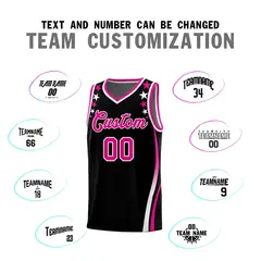 Black Star Pattern Color Block Shoulders Basketball Jersey 4