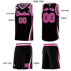 Black Star Pattern Color Block Shoulders Basketball Jersey 5