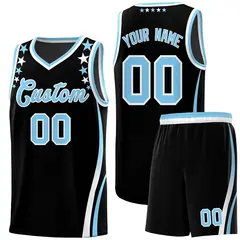 Black Star Pattern Color Block Shoulders Basketball Jersey 1