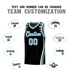 Black Star Pattern Color Block Shoulders Basketball Jersey 4