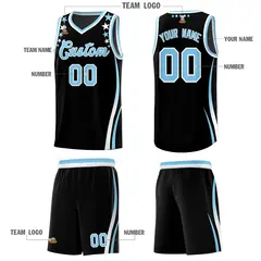Black Star Pattern Color Block Shoulders Basketball Jersey 5