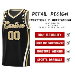 Black Star Pattern Color Block Shoulders Basketball Jersey 2