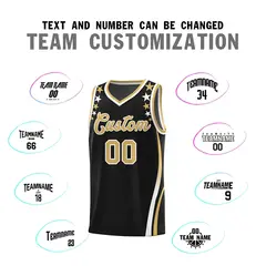 Black Star Pattern Color Block Shoulders Basketball Jersey 4
