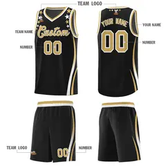 Black Star Pattern Color Block Shoulders Basketball Jersey 5