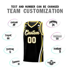 Black Star Pattern Color Block Shoulders Basketball Jersey 4