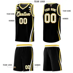 Black Star Pattern Color Block Shoulders Basketball Jersey 5