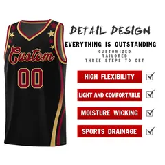 Black Star Pattern Color Block Shoulders Basketball Jersey 2