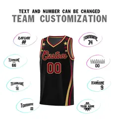 Black Star Pattern Color Block Shoulders Basketball Jersey 4