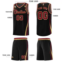 Black Star Pattern Color Block Shoulders Basketball Jersey 5