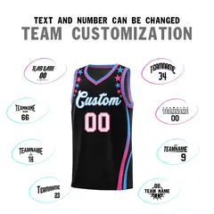 Black Star Pattern Color Block Shoulders Basketball Jersey 4