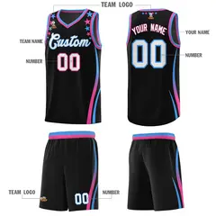 Black Star Pattern Color Block Shoulders Basketball Jersey 5