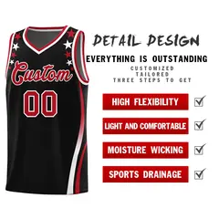 Black Star Pattern Color Block Shoulders Basketball Jersey 2