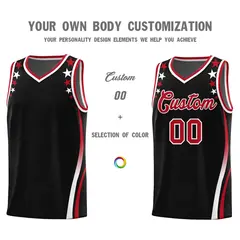 Black Star Pattern Color Block Shoulders Basketball Jersey 3