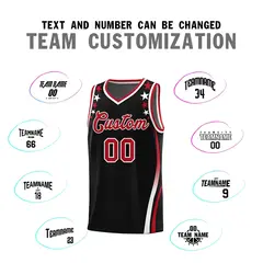 Black Star Pattern Color Block Shoulders Basketball Jersey 4