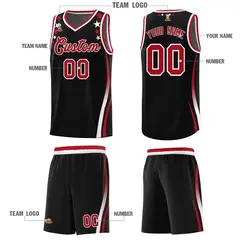Black Star Pattern Color Block Shoulders Basketball Jersey 5