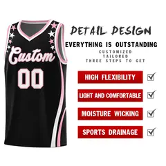 Black Star Pattern Color Block Shoulders Basketball Jersey 2
