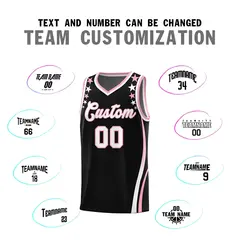 Black Star Pattern Color Block Shoulders Basketball Jersey 4