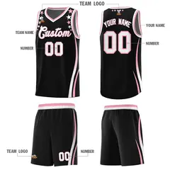 Black Star Pattern Color Block Shoulders Basketball Jersey 5