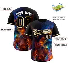 Black Starburst Pattern Authentic Baseball Jersey 2
