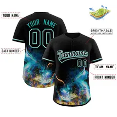 Black Starburst Pattern Authentic Baseball Jersey 2