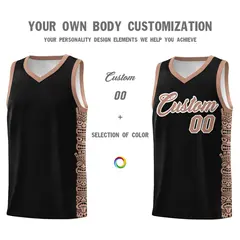 Black Teabrown Indians Pattern Basketball Uniform Jersey 3