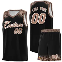 Black Teabrown Indians Print Basketball Uniform Jersey 1