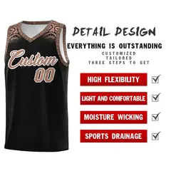 Black Teabrown Indians Print Basketball Uniform Jersey 2