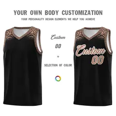 Black Teabrown Indians Print Basketball Uniform Jersey 3