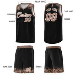 Black Teabrown Indians Print Basketball Uniform Jersey 5