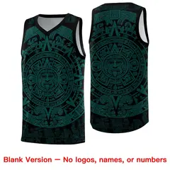 Black Teal Aztec Sun Stone Graffiti Basketball Jersey 6