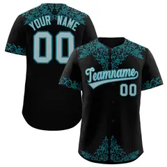 Black Teal Baroque Style Baseball Jersey 1