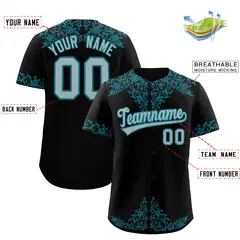 Black Teal Baroque Style Baseball Jersey 2