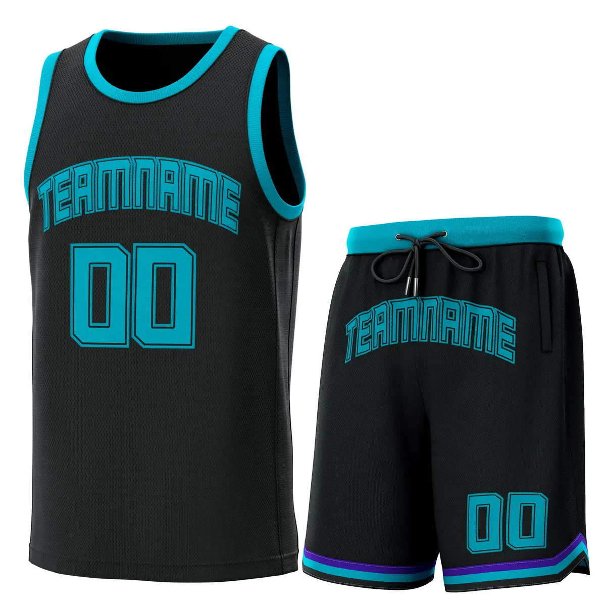 Black Teal Classic Sets Basketball Jersey